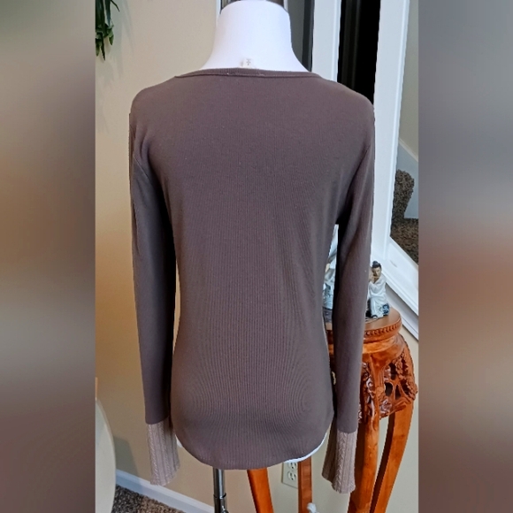Hem & Thread Colorblock Sweater Brown/Taupe NWOT S - Picture 2 of 8